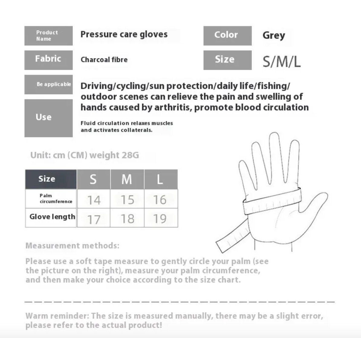 Bamboo Compression Gloves